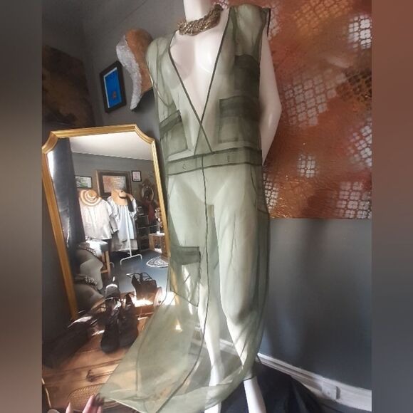 Zara Nwot Sheer Organza Cargo Maxi Dress - Picture 8 of 13